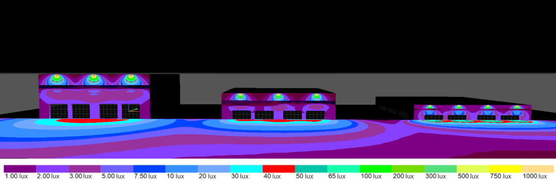 Escala de cores de projeto luminot&eacute;cnico em galp&atilde;o