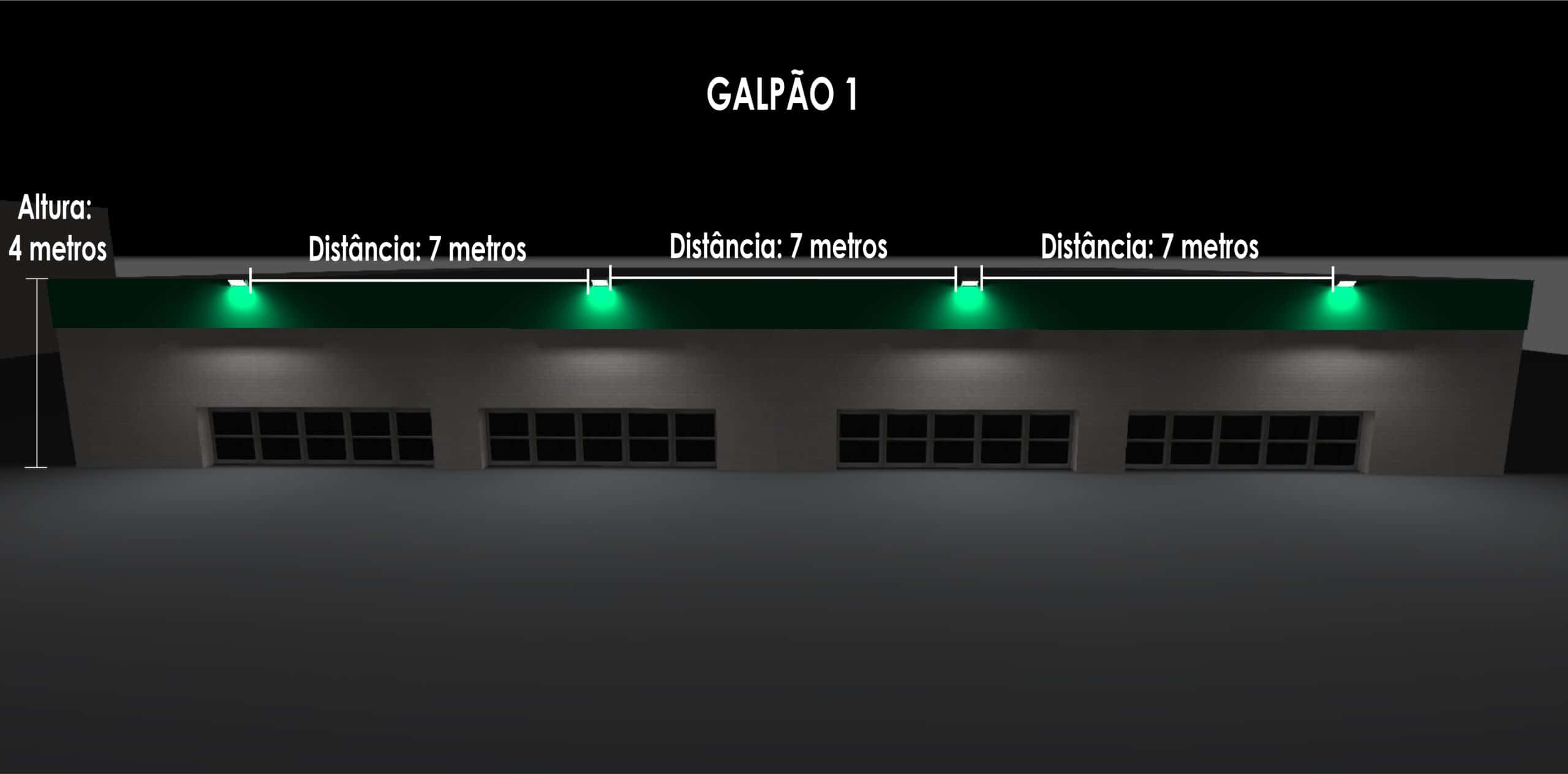 Altura do refletor LED para galp&atilde;o