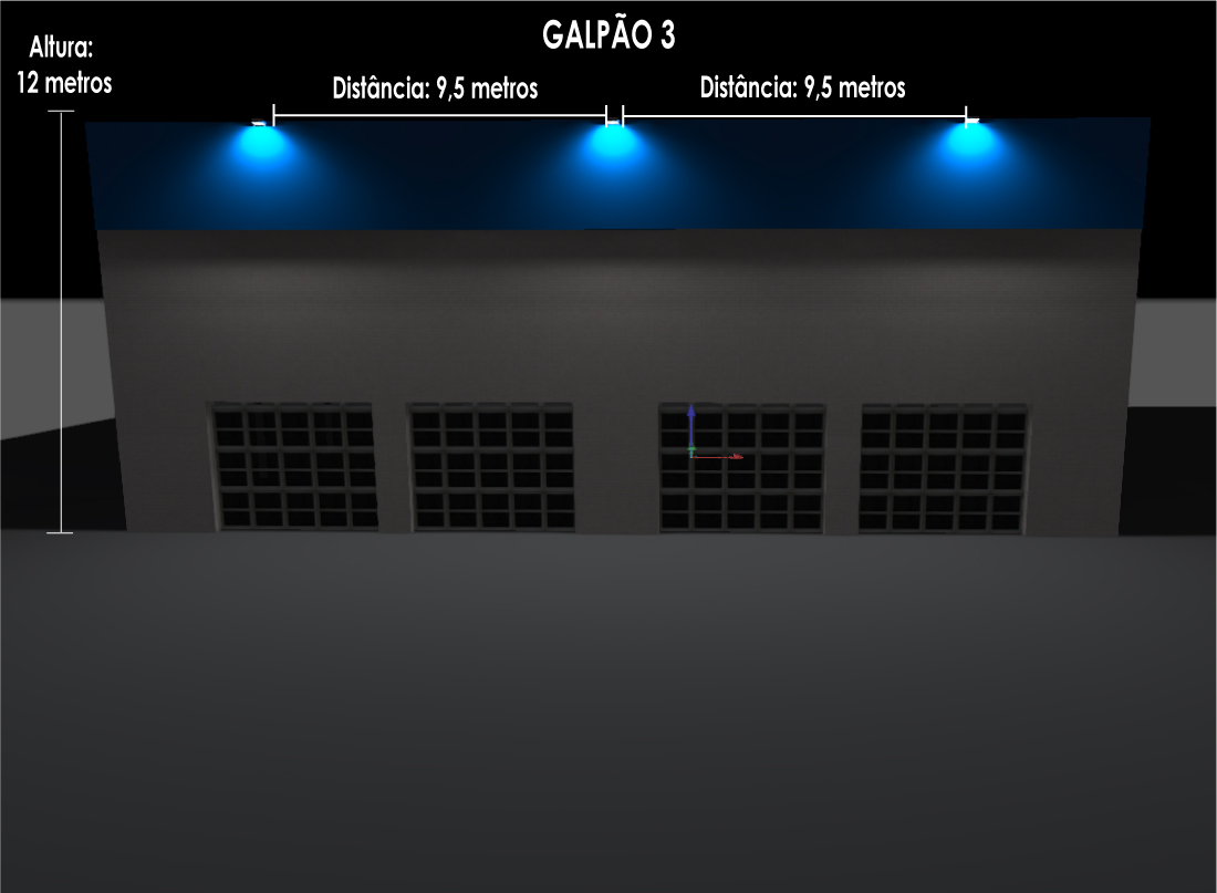 Refletor LED a 12 metros de altura em galp&atilde;o