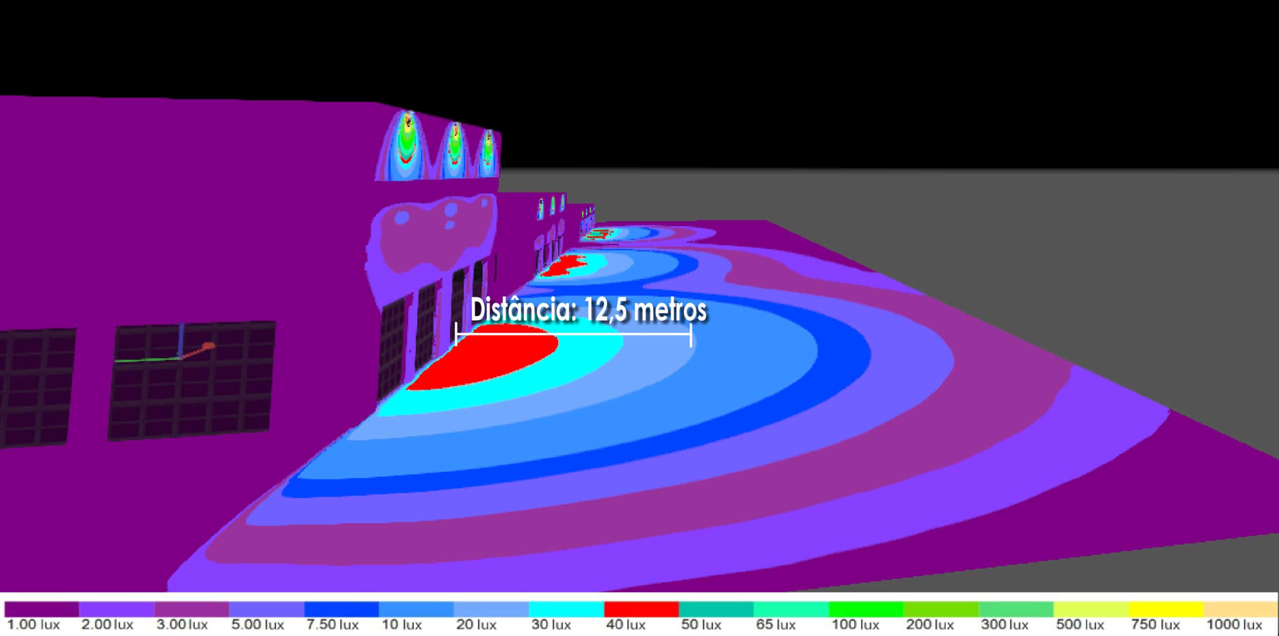 Abrang&ecirc;ncia do refletor LED 100W com &acirc;ngulo de 120&ordm;